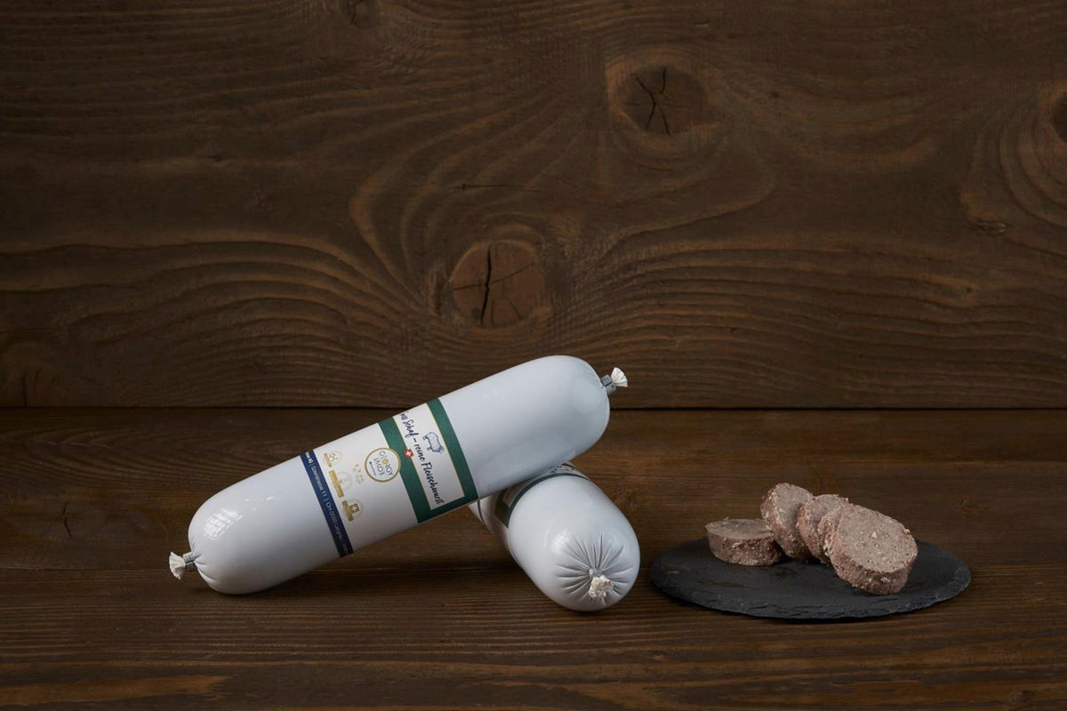 Besserfresser. Katzenfutter. Hundefutter. Swiss Schaf - reine Fleischwurst. 400g. Allergiker. Sensible Hunde & Katzen.