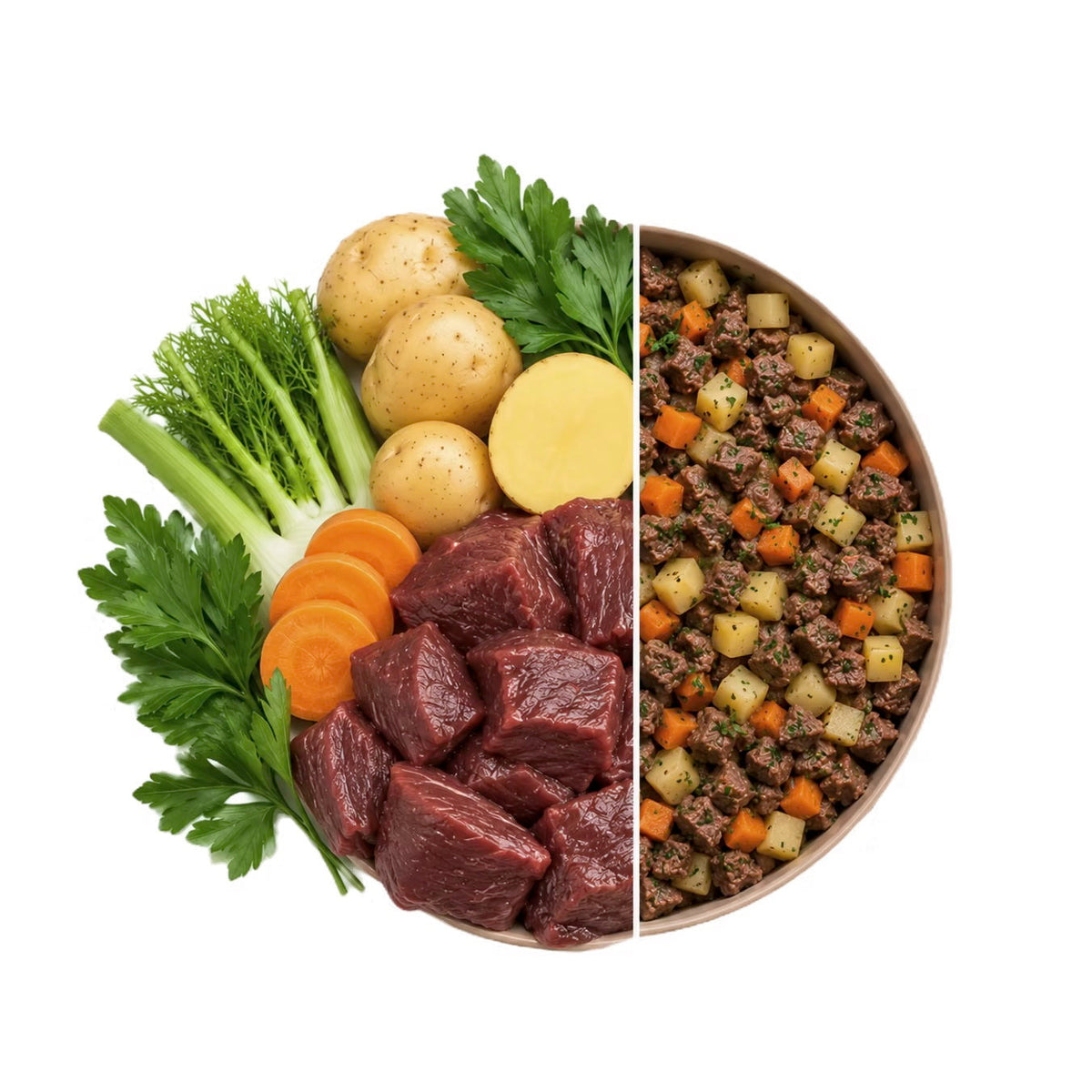 Daily Dose for Dogs. Daily Dose by Menzi. Hundefutter. Mufflon mit Kartoffeln & Gemüse. Horn to be Wild. Sensible Hunde. Glas. 446g. 720g. Ohne Konservierungsstoffe.